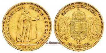 HUNGARY - K-485 - 10 KORONA 1894. MBC+ - GOLD