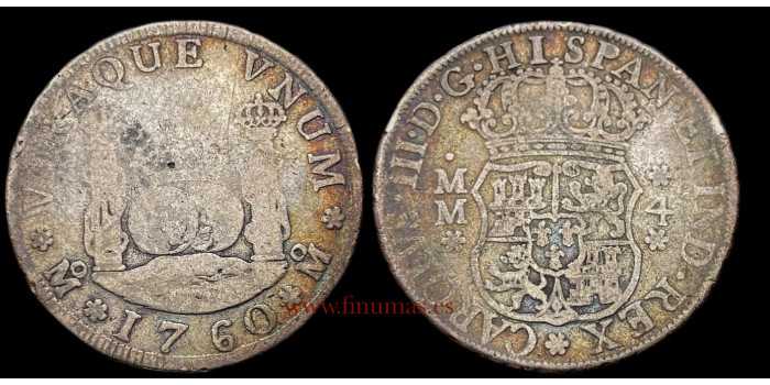 Cy10925.- CARLOS III - 4 Reales 1760 Mexico M.M.- BC