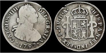 Cy12777.-CARLOS IV -2 Reales 1797 Santiago D.A.-MBC-