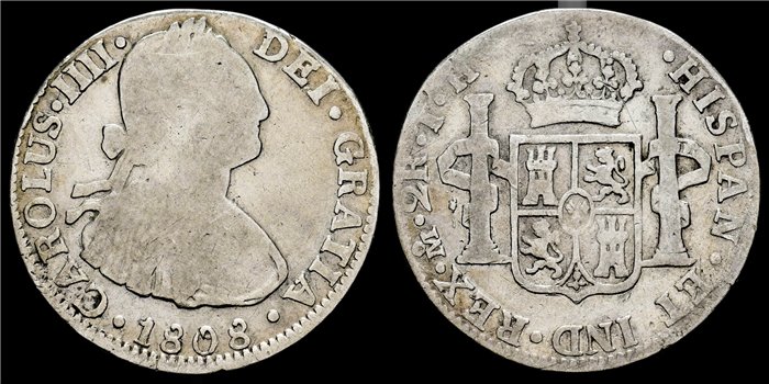 Cy12870.-CARLOS IV -2 Reales 1808 Mexico T.H.-BC