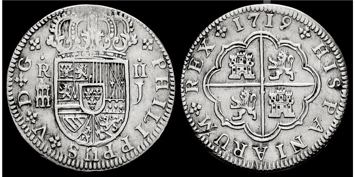 Cy08141.-FELIPE V - 2 Reales 1719 Segovia J.-MBC+