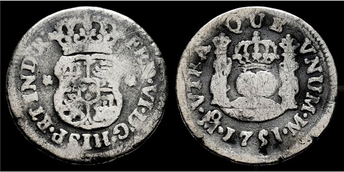 Cy09487.-FERNANDO VI - 1/2 Real Columnario 1751 Mexico M .-BC-