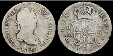 Cy14702.-FERNANDO VII - 2 Reales 1820 Madrid G.J.- BC-
