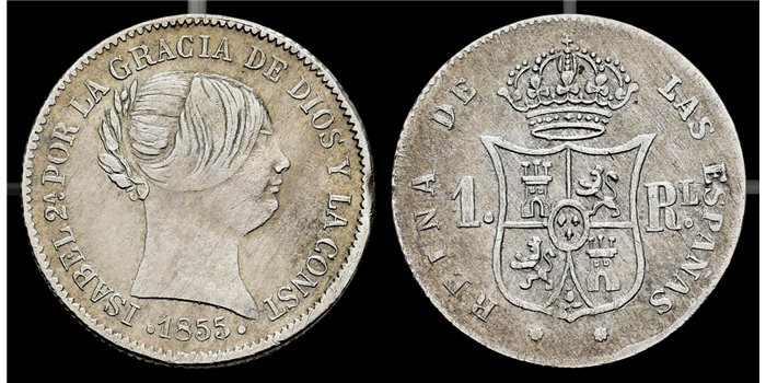 Cy15923.-ISABEL II -  1 Real 1855 Barcelona.-MBC