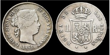 Cy15946.-ISABEL II -  1 Real 1861 Barcelona.-MBC+