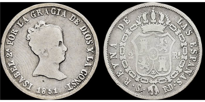 Cy16001.-ISABEL II -  1 Real 1851 Sevilla.-BC