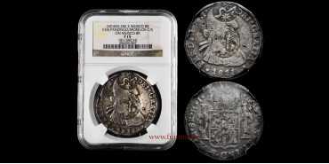CY14974RES.- FERNANDO VII - 8 Reales 1811 RESELLO CHILPANZINGO y MORELOS