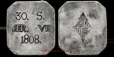 Cy14923.2- FERNANDO VII - 30 SOUS 1808 Mallorca  T.H.- EBC