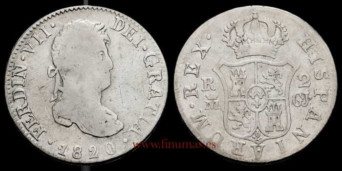 Cy14702.2.- FERNANDO VII - 2 Reales 1820 Madrid G.J.- BC