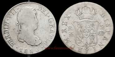 Cy14702.2.- FERNANDO VII - 2 Reales 1820 Madrid G.J.- BC