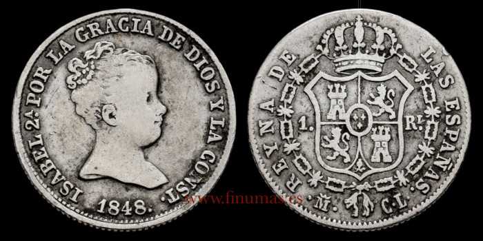 Cy15905d.- ISABEL II - 1 Real 1848 MADRID CL.  BC+