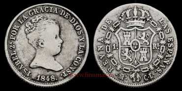 Cy15905d.- ISABEL II - 1 Real 1848 MADRID CL.  BC+