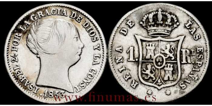 Cy15917.- ISABEL II - 1 Real 1853 Madrid - MBC