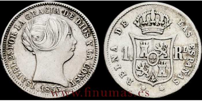 Cy15917.2.- ISABEL II - 1 Real 1853 Madrid - MBC+