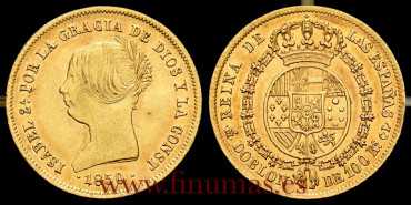 Cy16439.2.- ISABEL II DOBLON 100 REALES 1850 MADRID CL MBC+ ORO