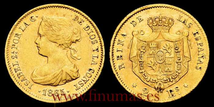 Cy16345.2.- ISABEL II 2 ESCUDOS 1865 MADRID