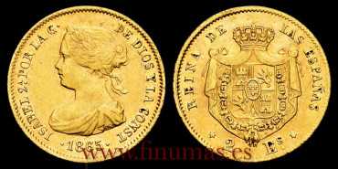 Cy16345.2.- ISABEL II 2 ESCUDOS 1865 MADRID