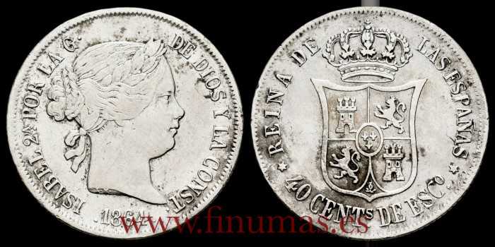 Cy16160.-ISABEL II - 40 Ctn. Escudo 1865 Madrid - MBC