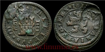 Cy04092.- FELIPE III -  4 Maravedís 1618 Segovia. Resello. MBC