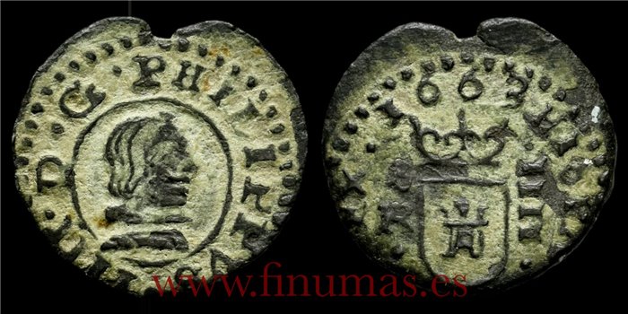 Cy04975.-  FELIPE IV - 4 Maravedís 1663 Madrid S.R. MBC-