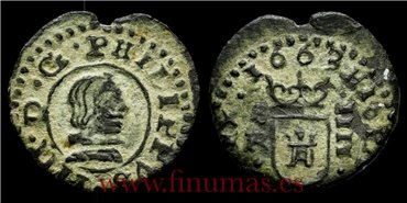 Cy04975.-  FELIPE IV - 4 Maravedís 1663 Madrid S.R. MBC-