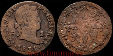 Cy13943.2.- FERNANDO VII - 2 Maravedís 1831 Segovia . MBC-