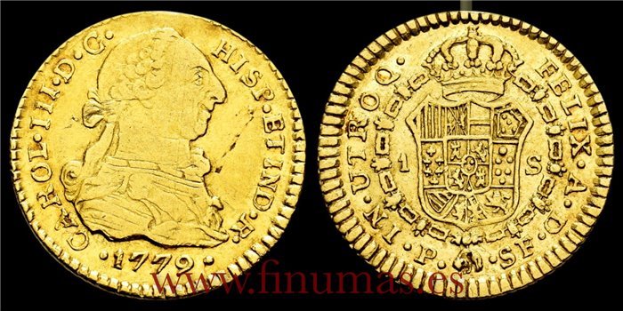 Cy11507.-CARLOS III - 1 Escudo 1779 Popayan S.F.- EBC-