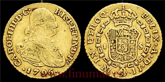 Cy13226.-CARLOS IV - 1 Escudo 1796 Nuevo Reino J.J.-MBC. RARA