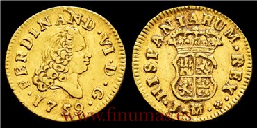 Cy09950.-FERNANDO VI - 1/2 Escudo 1759 Madrid J.rosa.-MBC+