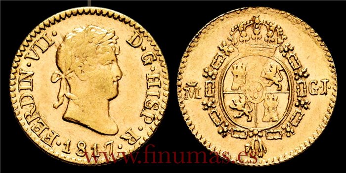 Cy15233.-FERNANDO VII - 1/2 Escudo 1817 Madrid G.J.-EBC