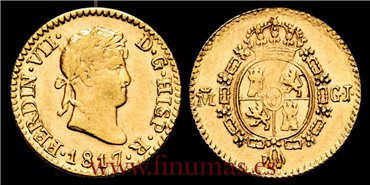 Cy15233.-FERNANDO VII - 1/2 Escudo 1817 Madrid G.J.-EBC