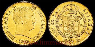 Cy15398.-FERNANDO VII - 80 Reales 1822 Madrid S.R- EBC-