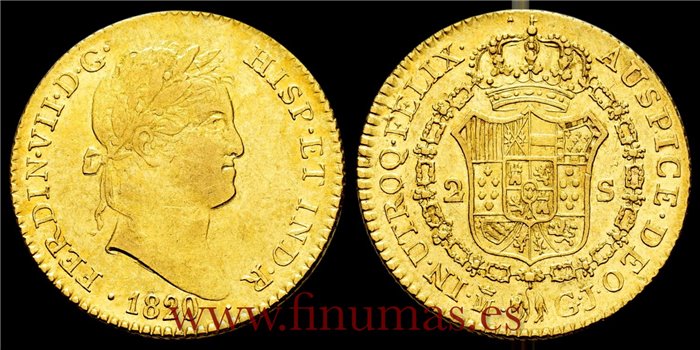 Cy15391.-FERNANDO VII - 2 Escudos 1820 Madrid G.J - EBC