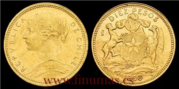 CHILE - K-157 - 10 Pesos 1898. EBC