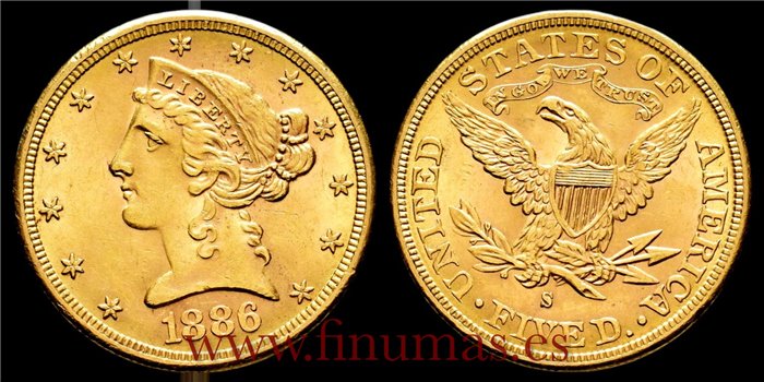 ESTADOS UNIDOS - K-101 - 5 Dólar 1886 S . EBC