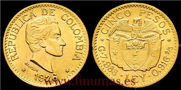 COLOMBIA - K-204 - 5 Pesos 1926 A. SC