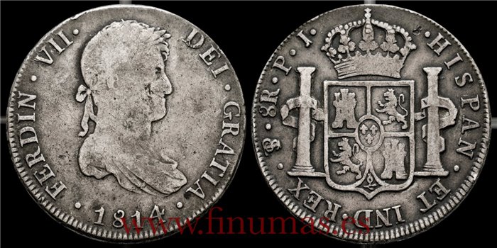 Cy15069.-FERNANDO VII - 8 Reales 1814 Potosi P.J.- MBC-