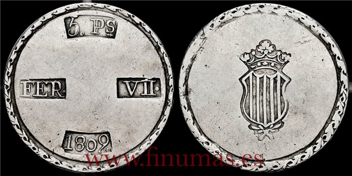 Cy14946.-FERNANDO VII - 5 Pesetas 1809 Tarragona.- EBC-