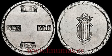 Cy14946.-FERNANDO VII - 5 Pesetas 1809 Tarragona.- EBC-