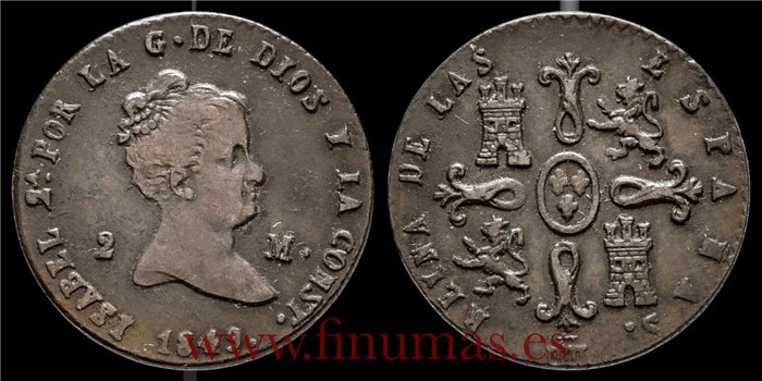 Cy15682.-ISABEL II - 2 Maravedis  1849 Segovia - MBC