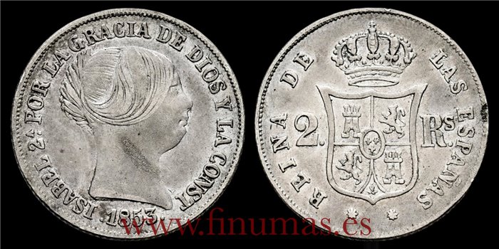 Cy16008.-ISABEL II - 20 Reales 1853 Barcelona. MBC+