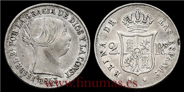 Cy16008.-ISABEL II - 20 Reales 1853 Barcelona. MBC+