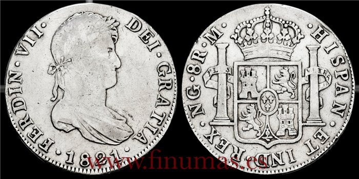 Cy15165.-FERNANDO VII - 8 Reales 1821 Guatemala M.- MBC+