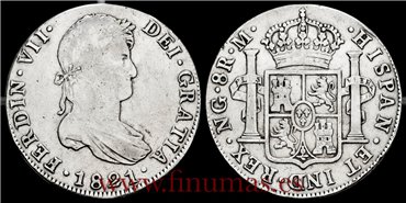 Cy15165.-FERNANDO VII - 8 Reales 1821 Guatemala M.- MBC+