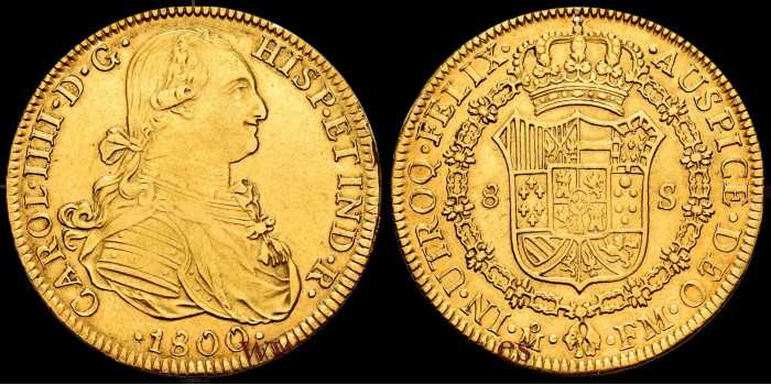 Cy13700.- CARLOS IV 8 Escudos 1800 Mexico F.M. EBC- Gold
