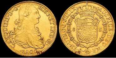 Cy13700.- CARLOS IV  8 Escudos 1800 Mexico F.M. MBC+  Oro
