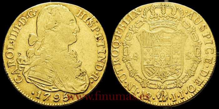 Cy13664.-CARLOS IV - 8 Escudos 1795 New Kingdom J.J. MBC-