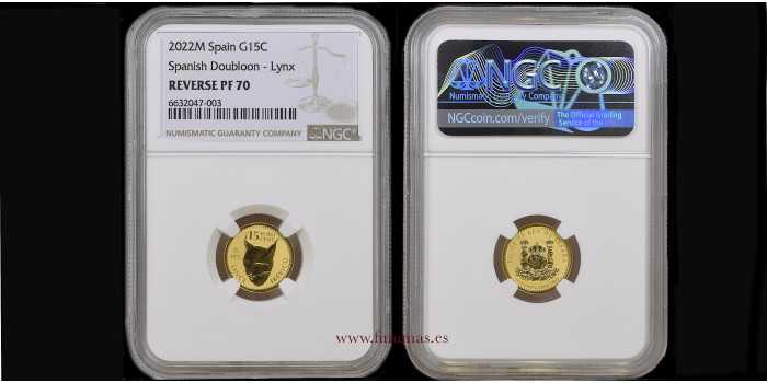 2022 - GOLD COIN 1/10oz. IBERIAN LYNX. NGC-MS70