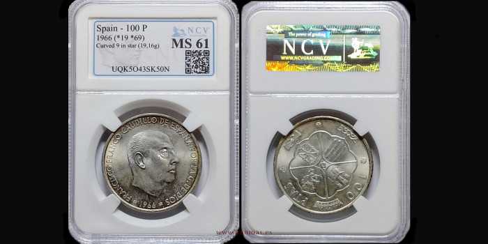 copy of Cy16943K.- 100 Pts 1966/69 curved SC