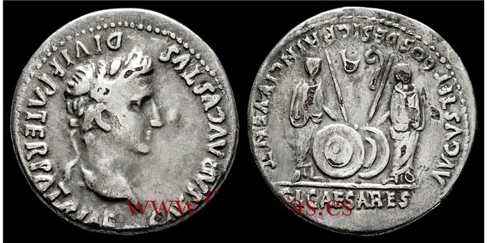 DENARIO AUGUSTO 7-6 a.C. Lugdunum